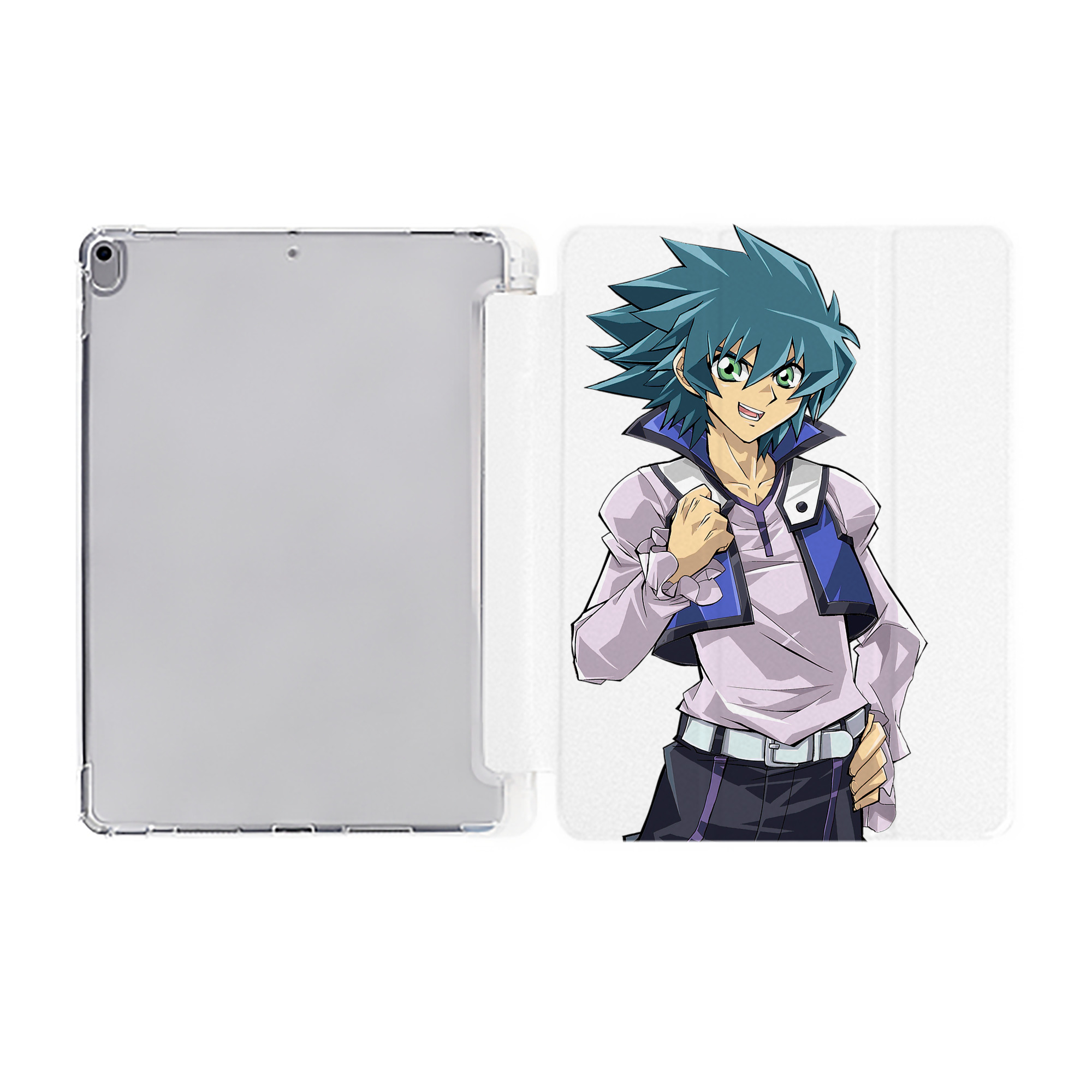 （画像用） 遊☆戯☆王 Yu-Gi-Oh! IPad ケース ペン収納付き 三つ折りスタンド PUレザー×シリコン 対応機種9.5/10.5/10.9インチ
